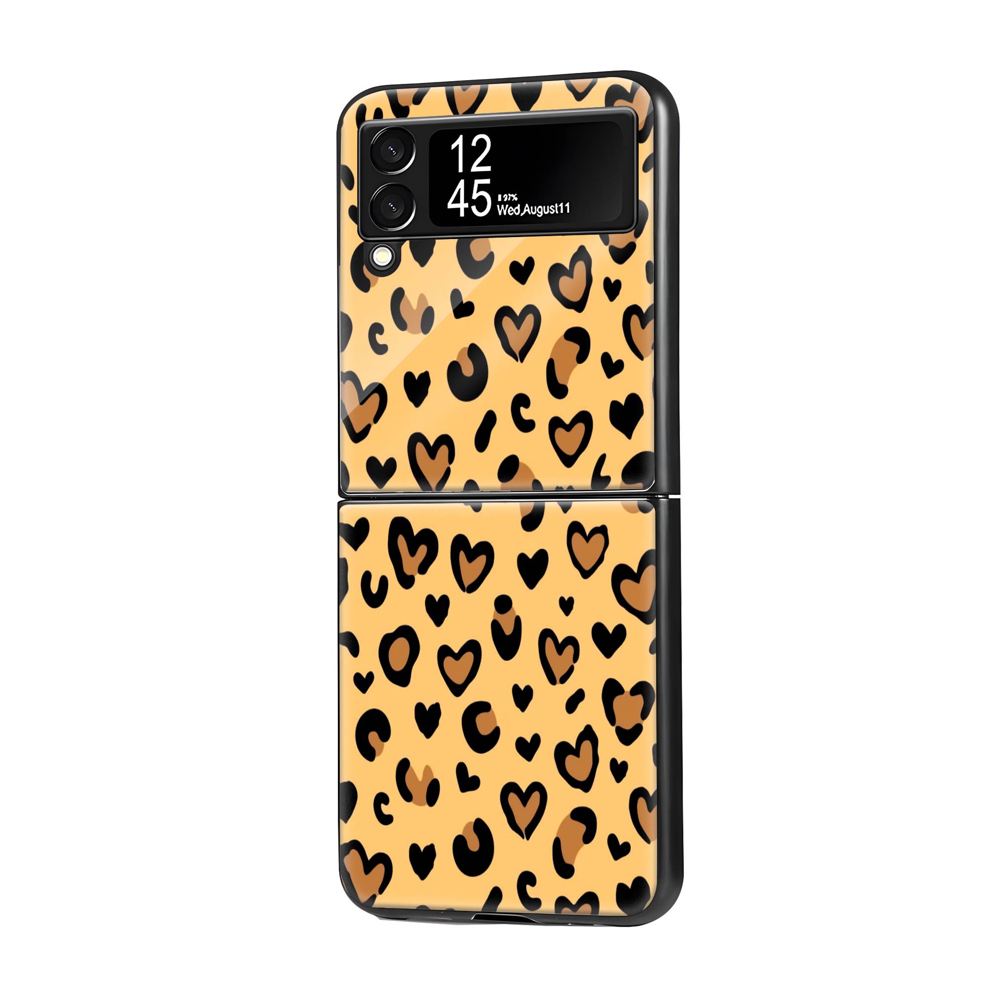 Leopard Hearts Samsung Z Flip Glass Case image 0